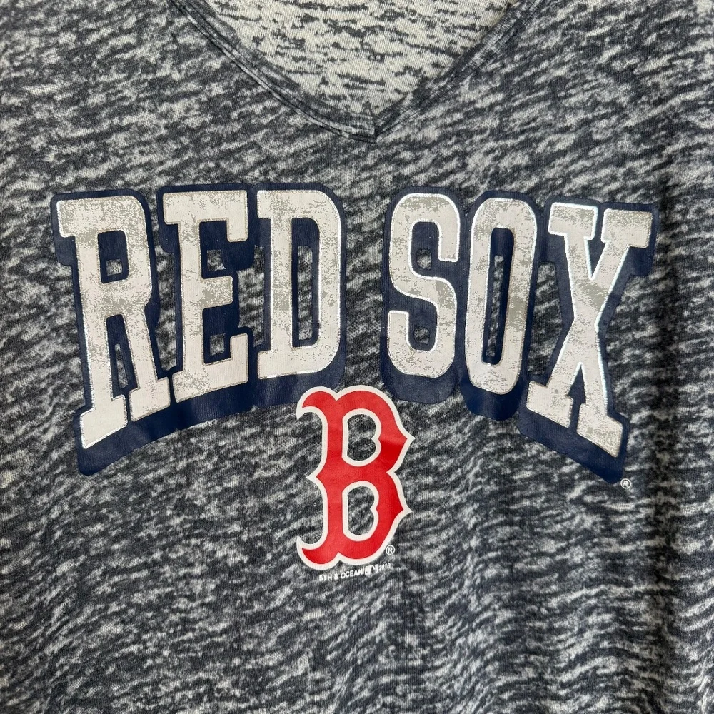 New Era Boston Red Sox Womens Gray Raglan Short Sleeve T Shirt - Picture 7 of 12